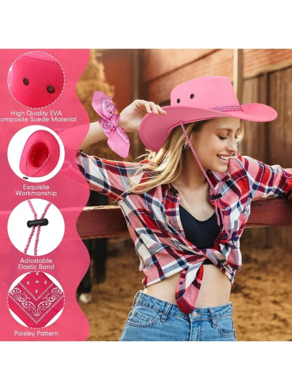 12 Pcs Cowboy Hats & Bandanas Set | Western Party Costume Accessories